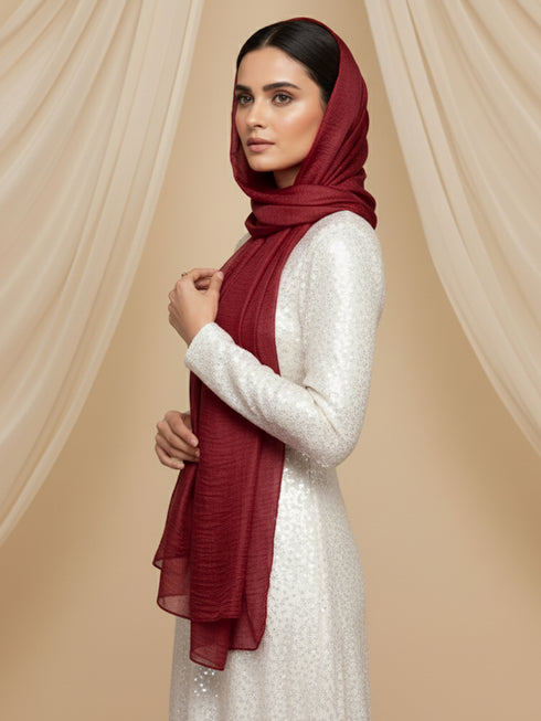 Soft Tissue Silk Hijab - Maroon
